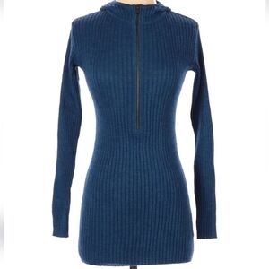 Free People Blue Long Sleeve Ribbed Sweater Dress